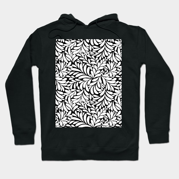 Floral Geometric Abstract Art - Black And White Hoodie by Designoholic